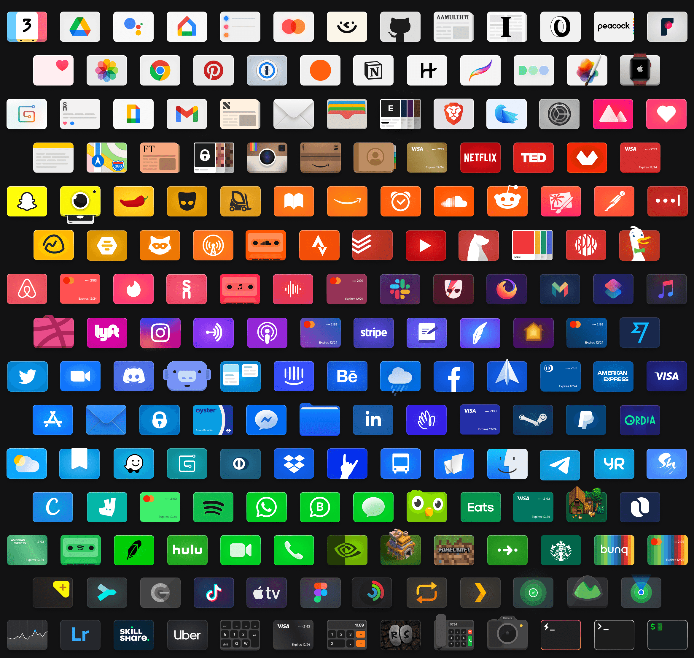 Row of iOS icons