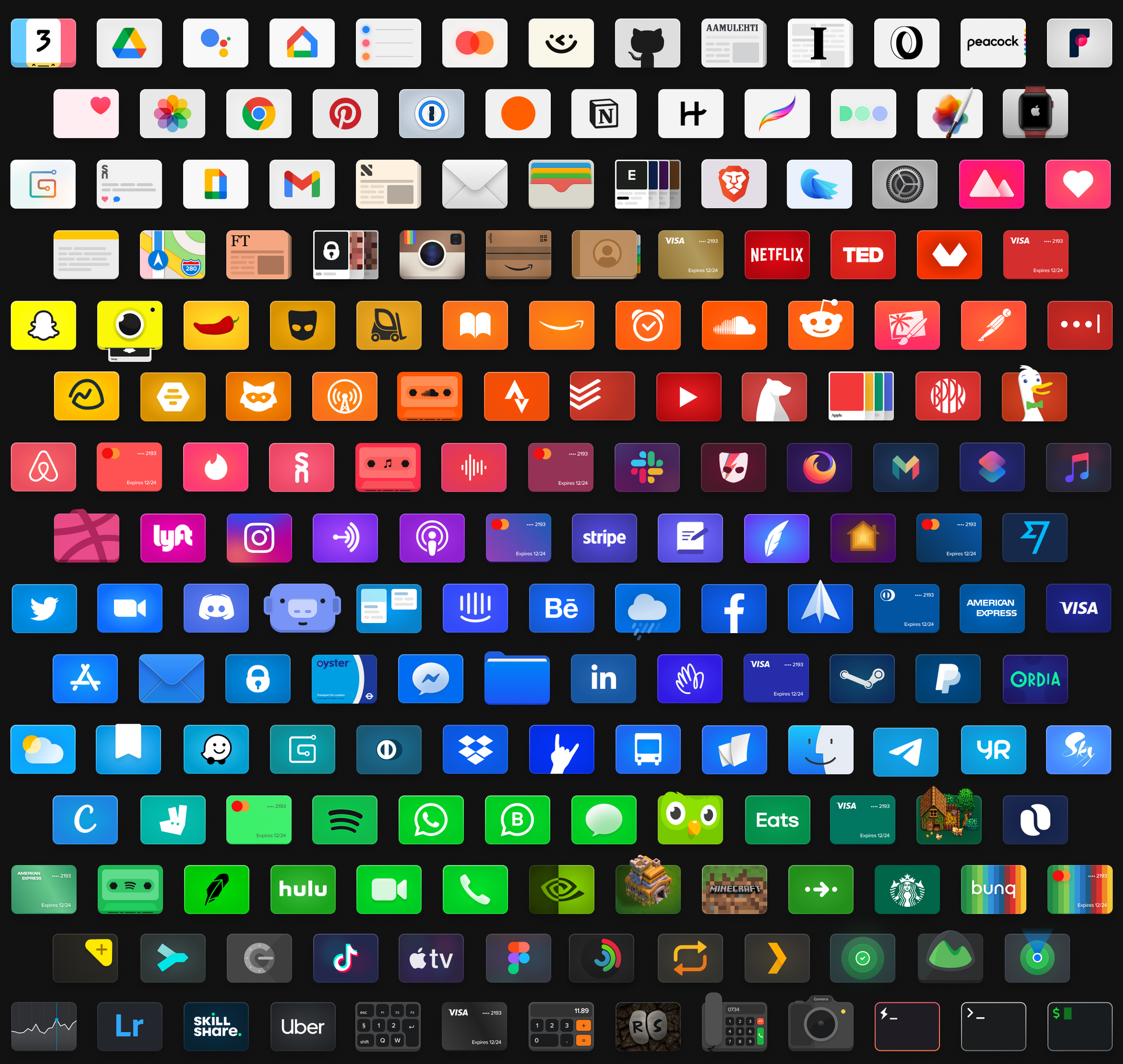 Row of iOS icons